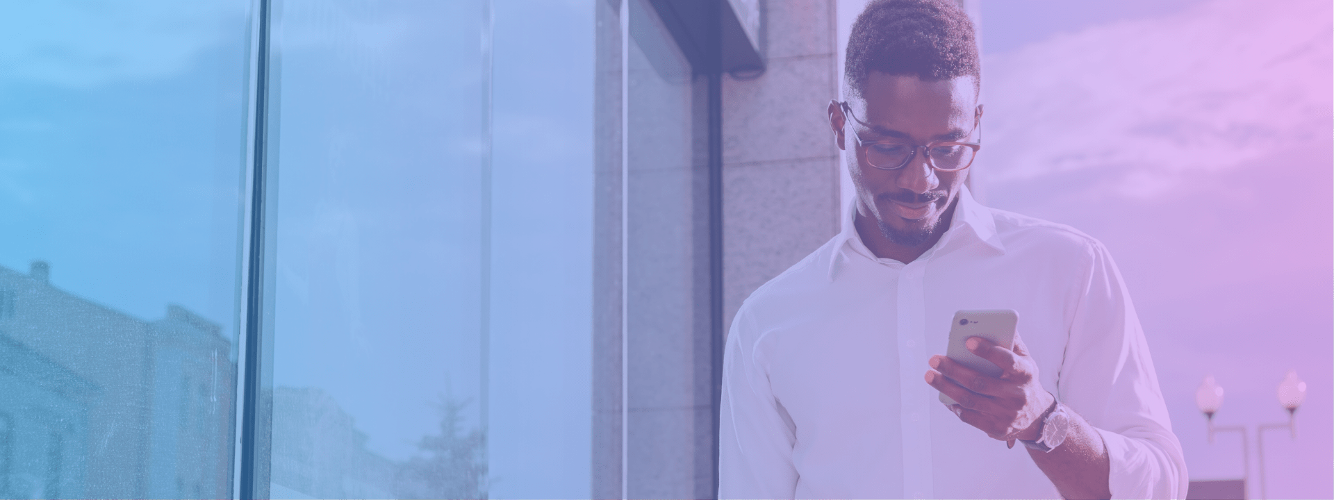 Chapter two banner image of man texting on cell phone