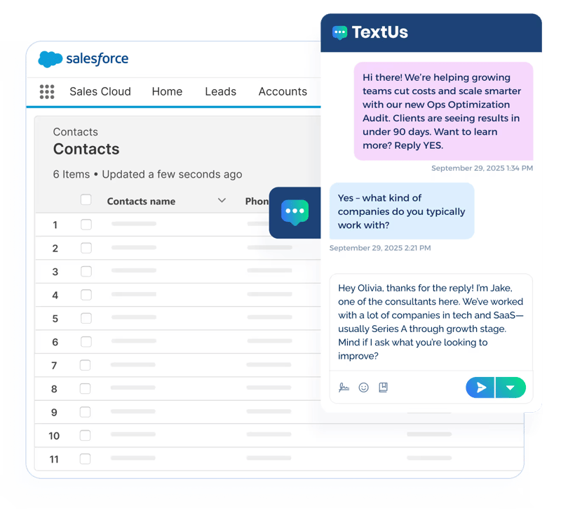 TextUs Salesforce Integration