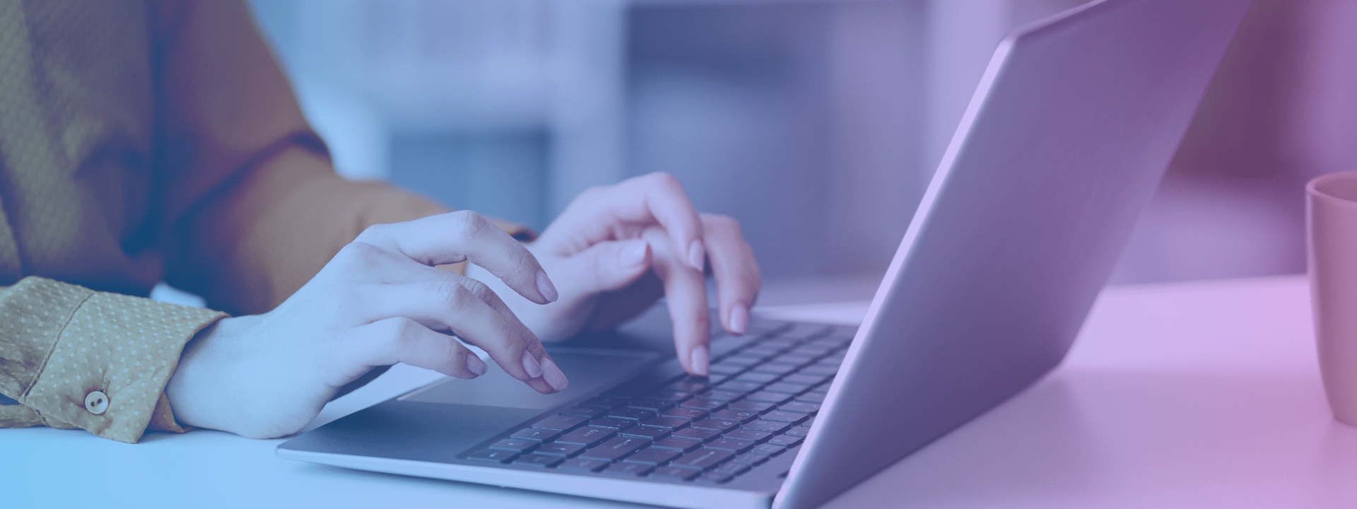 Chapter four banner image of person typing on laptop